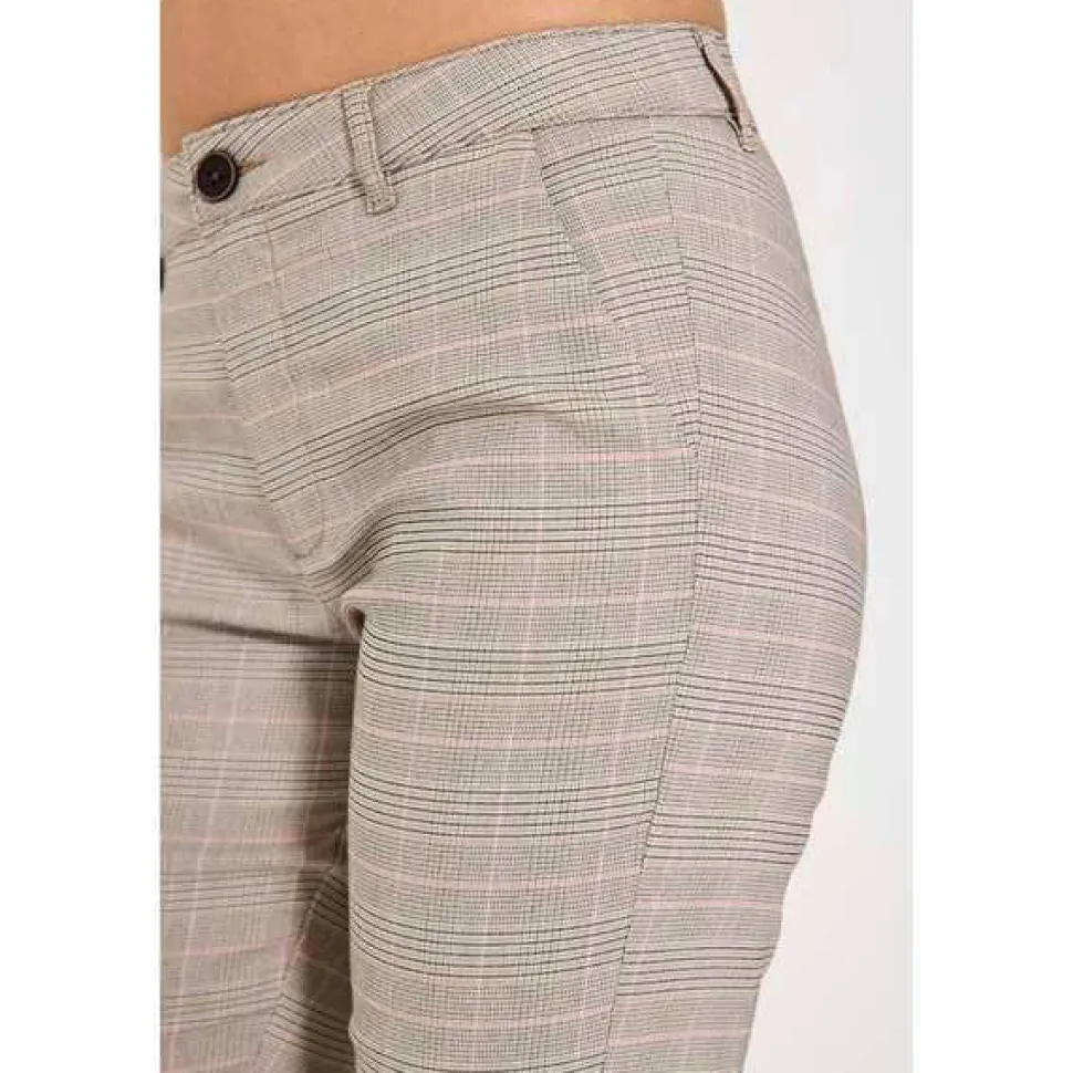 Freequent naisten housut, REX PANT Beige Ruutu