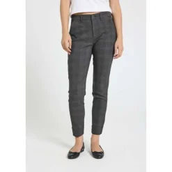 Freequent Naisten Housut, REX PANT Beige Ruutu