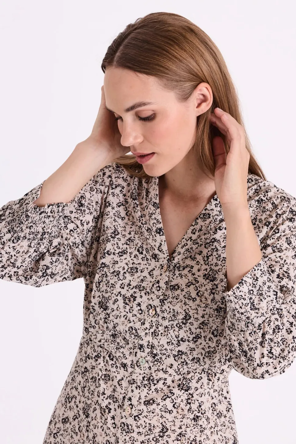 Freequent naisten mekko Molli Dress, kuosillinen beige