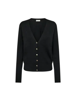 Freequent Naisten Neuletakki, KATIE CARDIGAN V-NECK Musta