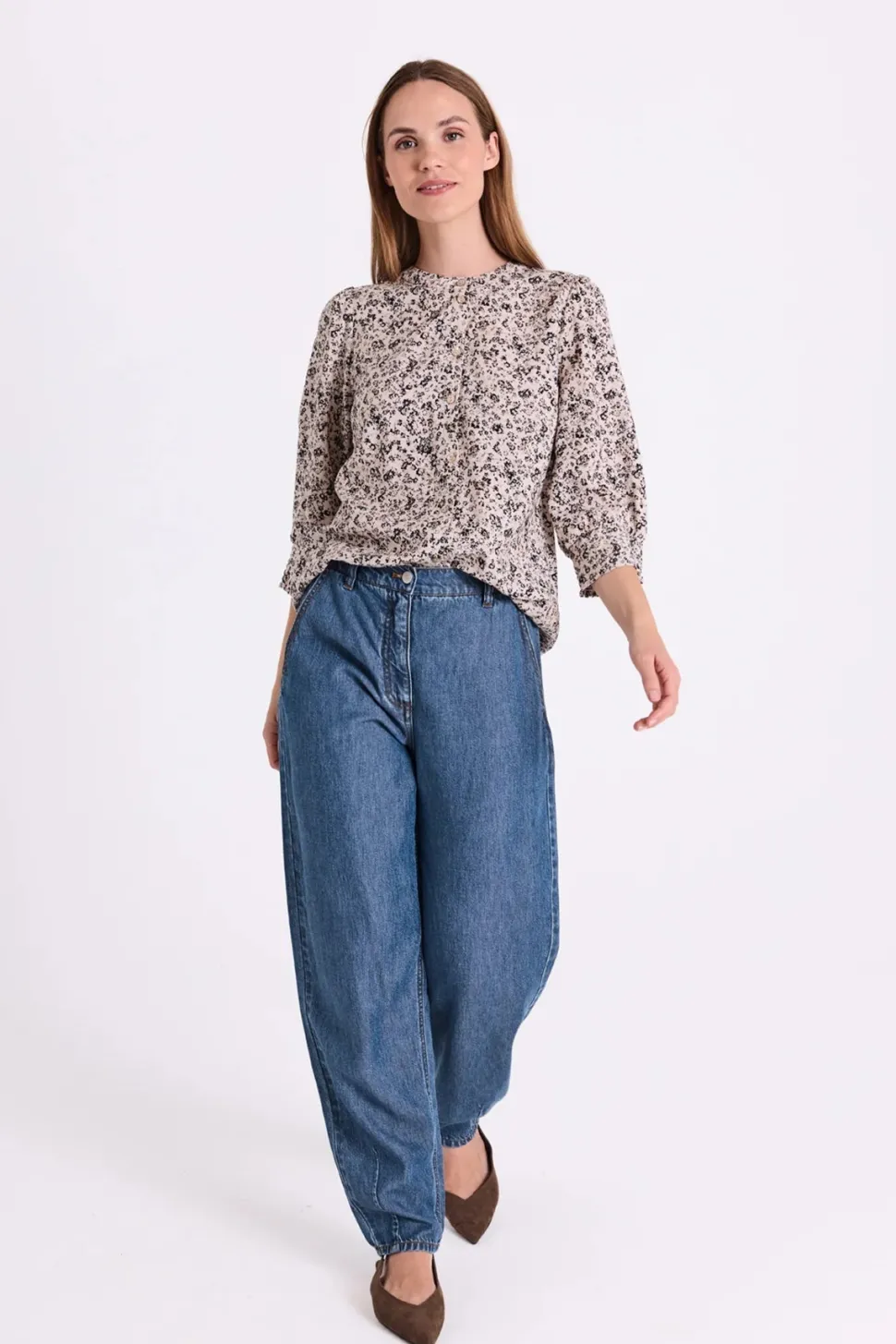 Freequent naisten pusero Molli Shirt, kuosillinen beige