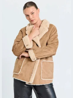 Freequent naisten takki, LAMSE JACKET Konjakinruskea