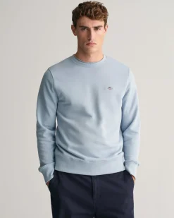 Gant Miesten Collagepaita, REG SHIELD C-NECK Vaaleansininen
