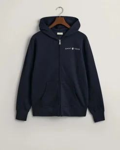 Gant Miesten Huppari, K PRINTED GRAPHIC FULL ZIP HOODIE Tummansininen