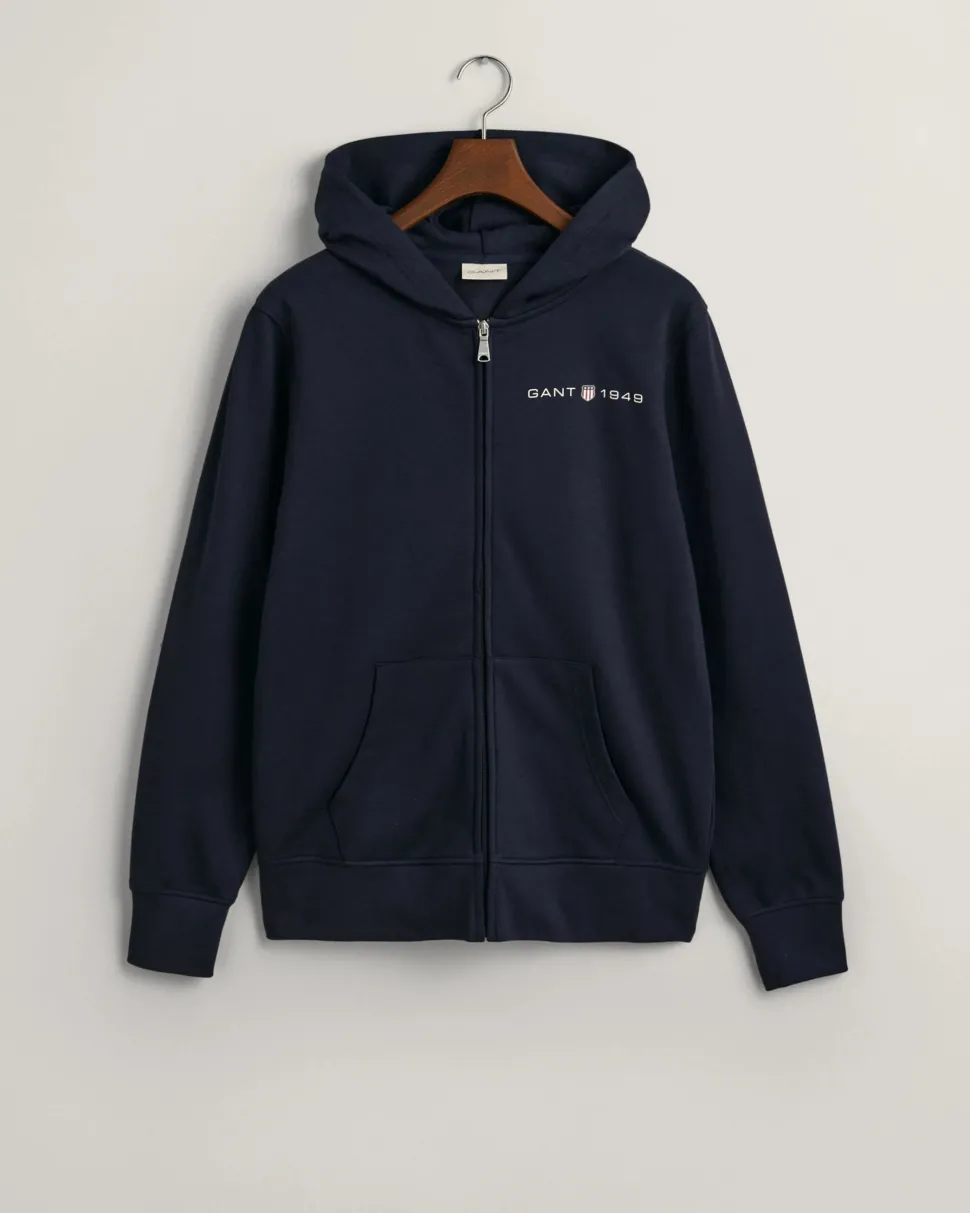Gant Miesten Huppari, K PRINTED GRAPHIC FULL ZIP HOODIE Tummansininen