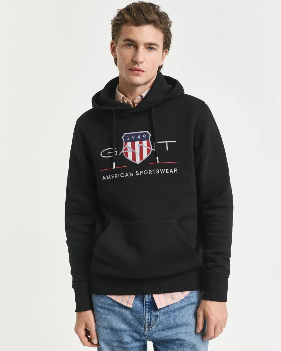 Gant miesten huppari REG ARCHIVE SHIELD HOODIE, musta