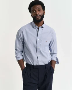 Gant miesten kauluspaita, REG DOBBY DOT STRIPE SHIRT Raidallinen Sininen