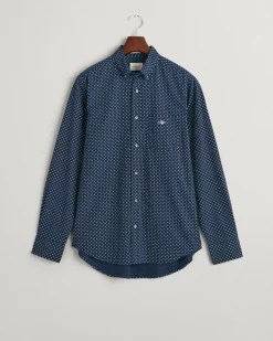 Gant miesten kauluspaita, REGULAR MICRO PRINT LS Sininen Kuosi