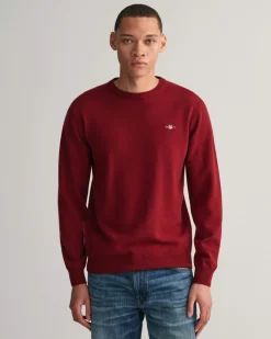 Gant Miesten Neulepaita, SUPERFINE LAMBSWOOL C-NECK Viininpunainen