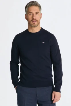 Gant miesten neulepusero CTN-WO C-Neck, tummansininen