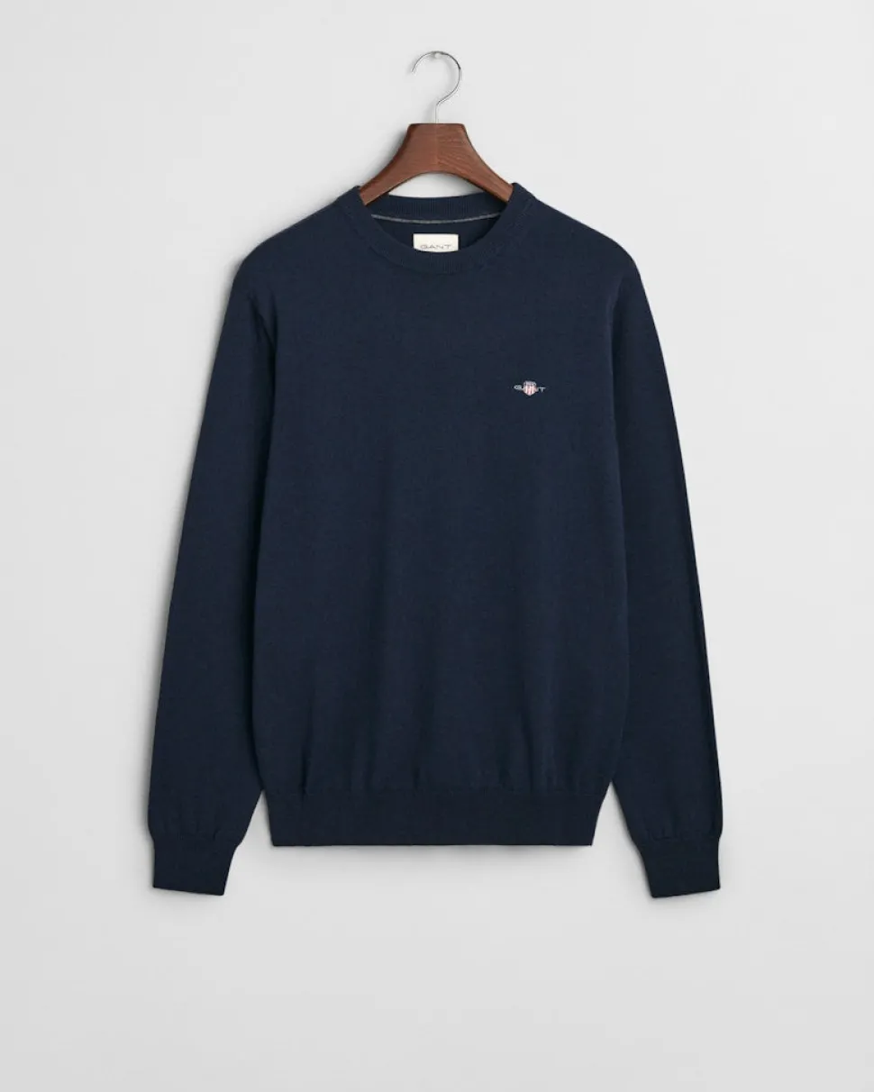 Gant miesten neulepusero CTN-WO C-Neck, tummansininen