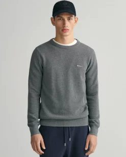 Gant miesten neulepusero, K COTTON PIQUE C-NECK TUMMANHARMAA
