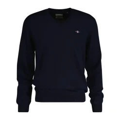 Gant miesten neulepusero K CTN/WO V-NECK, tummansininen