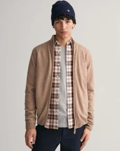 Gant miesten neuletakki, SUPERFINE LAMBSWOOL ZIP CARDIGAN Beige