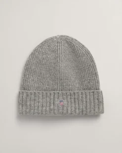 Gant miesten pipo, SHIELD WOOL BEANIE Keskiharmaa