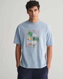 Gant miesten t-paita, HAVAJI PRINT GRAPCHIC SS Vaaleansininen