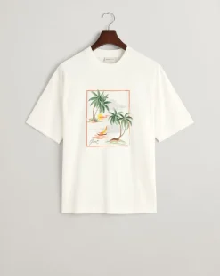 Gant miesten t-paita, HAVAJI PRINT GRAPCHIC SS Valkoinen