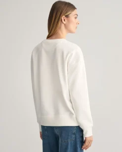 Gant Naisten Collegepaita, SHIELD C-NECK SWEAT Luonnonvalkoinen