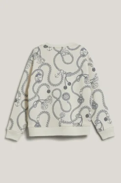 Gant naisten college, SAILING PRINT C-NECK SWEAT Valkopohjainen Kuosi