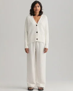 Gant Naisten Housut LINEN VISCOSE PULL-ON PANTS Valkoinen