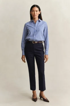 Gant naisten paitapusero Reg Poplin Stripe Shirt, raidallinen sininen