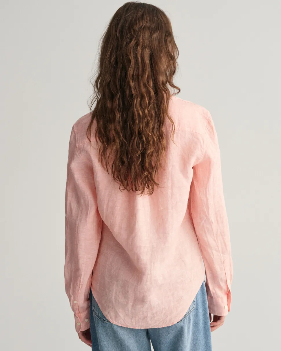 Gant naisten paitapusero, REG LINEN CHAMBRAY SHIRT Persikka
