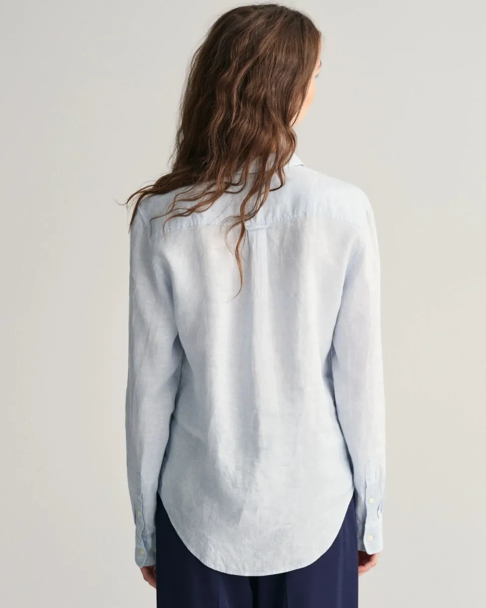 Gant naisten paitapusero, REG LINEN CHAMBRAY SHIRT Vaaleansininen