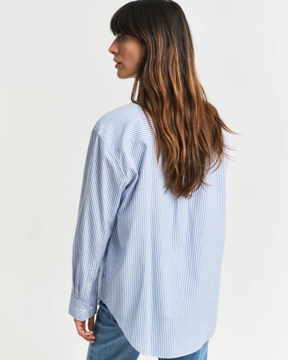 Gant naisten paitapusero, REL LUXURY OXFORD STRIPED BD SHIRT Vaaleansininen