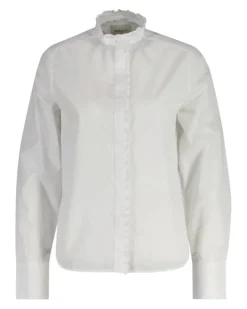Gant naisten paita, REG SOLID FRILL DETAIL SHIRT Valkoinen