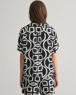 Gant naisten paita, REL MONOGRAM PRINT SS POPOVER Sininen Kuosi