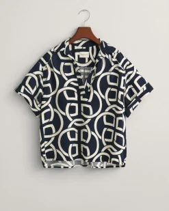 Gant naisten paita, REL MONOGRAM PRINT SS POPOVER Sininen Kuosi