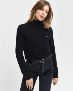 Gant naisten pooloneule, EXTRAFINE LAMBSWOOL ROLLNECK Musta