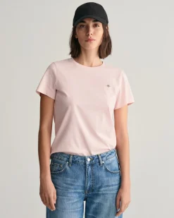 Gant naisten t-paita, REG SHIELD SS T-SHIRT Vaaleanpunainen