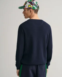Gant neule, COTTON PIQUE C-NECK Tummansininen