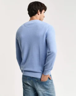 Gant neule, COTTON PIQUE C-NECK Vaaleansininen