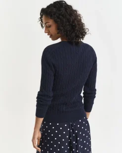 Gant neulepusero, STRECH COTTON CABLE C-NECK Tummansininen