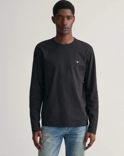 Gant t-paita, REG T LS T-SHIRT Musta