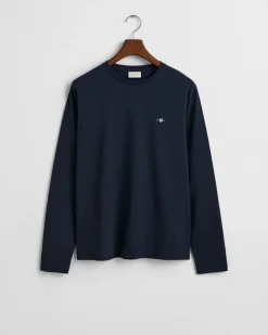 Gant t-paita, REG T LS T-SHIRT Tummansininen