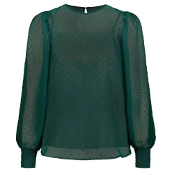 Gauhar Helsinki pusero, TULLE SLEEVE SHIRT BOTTLE GREEN Tummanvihreä