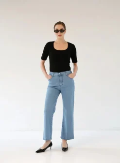 Gauhar Naisten Farkut, DENIM WIDE FADED BLUE Indigo