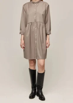 Gauhar naisten mekko, SHIRT DRESS OYSTER Ruskeanharmaa