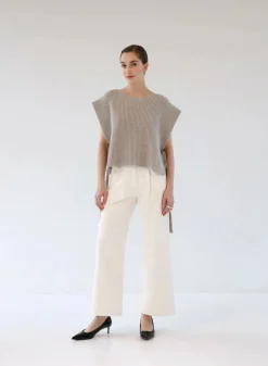 Gauhar Naisten Neuleliivi, Merino Vest O-Neck Cloud Ruskeanharmaa