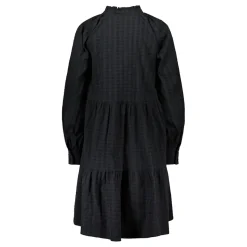 Gauhar Naisten Pitkähihainen Mekko, LONG SLEEVE RUFFLED DRESS Musta