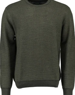 Gino marcello miesten neule, MERINO O-NECK Tummanvihreä