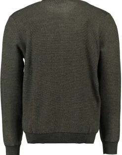 Gino marcello miesten neule, MERINO O-NECK Tummanvihreä