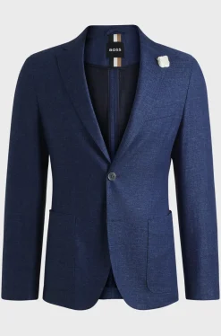 Hugo Boss miesten bleiseri, C-HANRY LINEN WOOL BLAZER Tummansininen