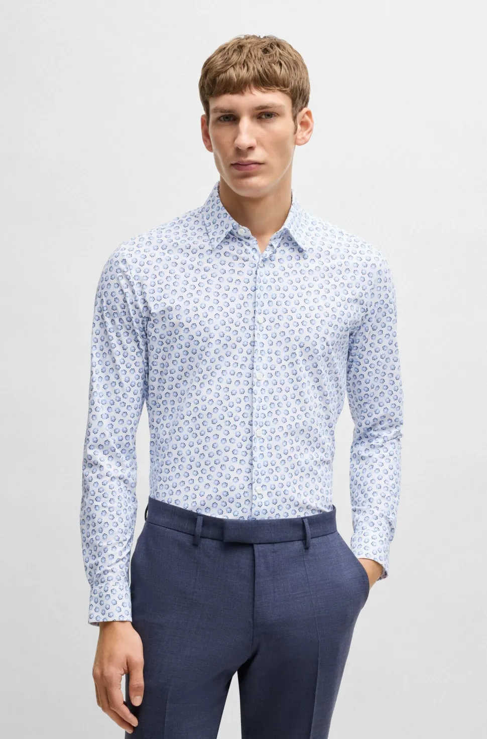 Hugo Boss miesten kauluspaita, P-ROAN PERFORMANCE SHIRT Sininen Kuosi