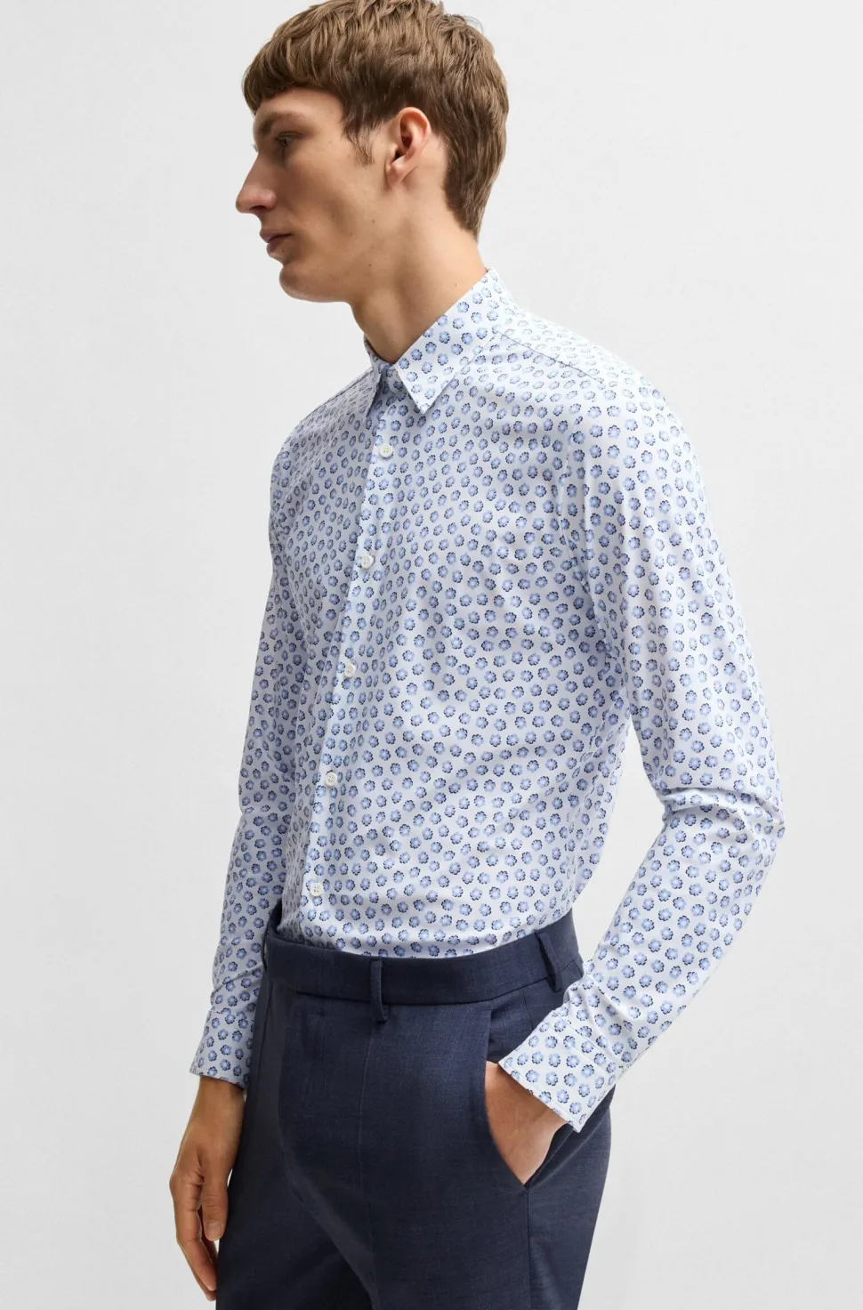 Hugo Boss miesten kauluspaita, P-ROAN PERFORMANCE SHIRT Sininen Kuosi