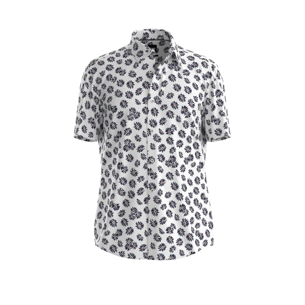 Hugo Boss miesten kauluspaita, P-ROAN PERFORMANCE SHIRT Valkopohjainen Kuosi