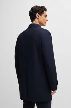 Hugo Boss Miesten Takki, P-JARED TECHNICAL WOOL COAT, WATER REPEL Tummansininen